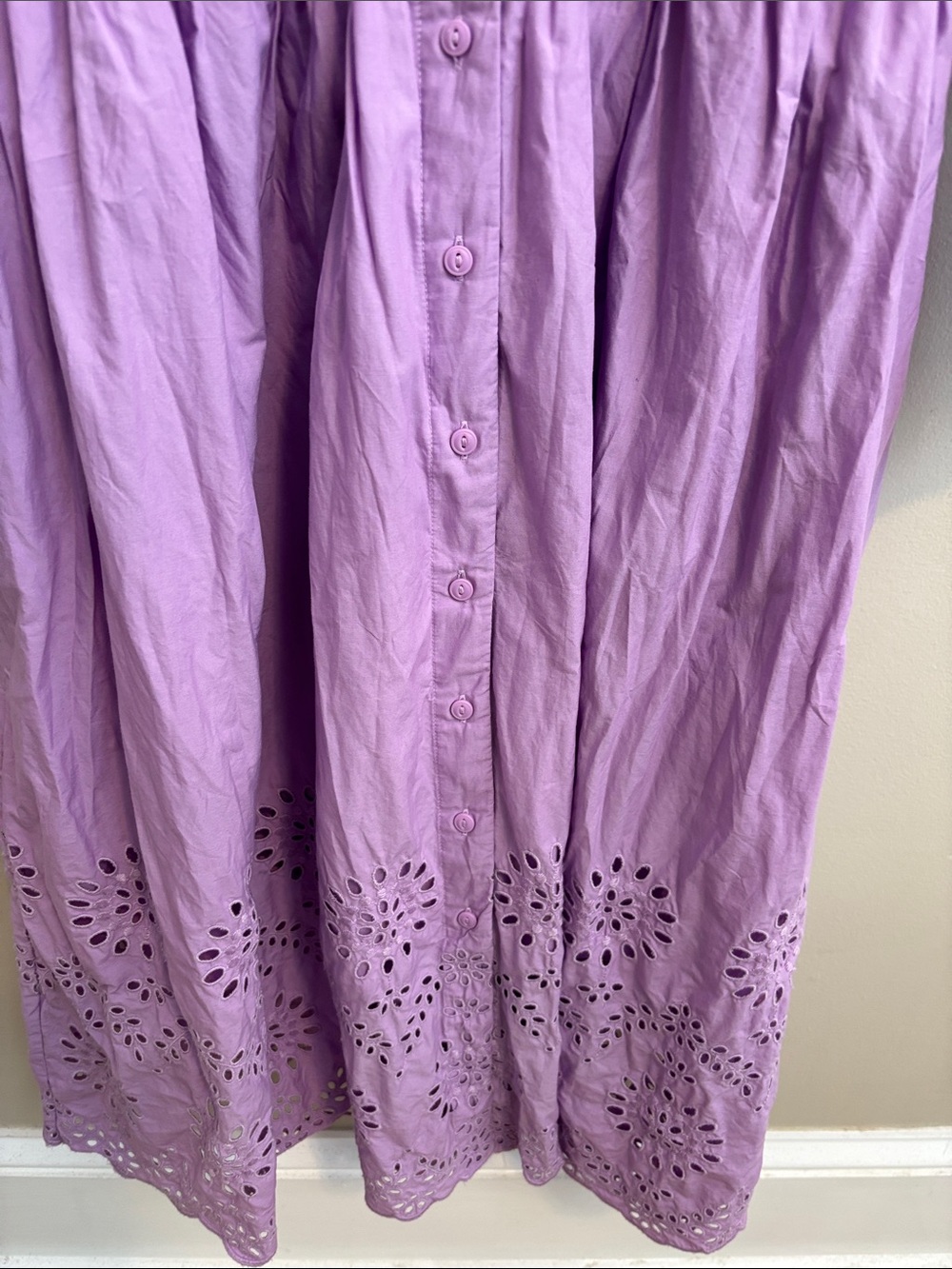 Talbots Lavender Eyelet Button-Front Midi Dress size 12 - Picture 4 of 7